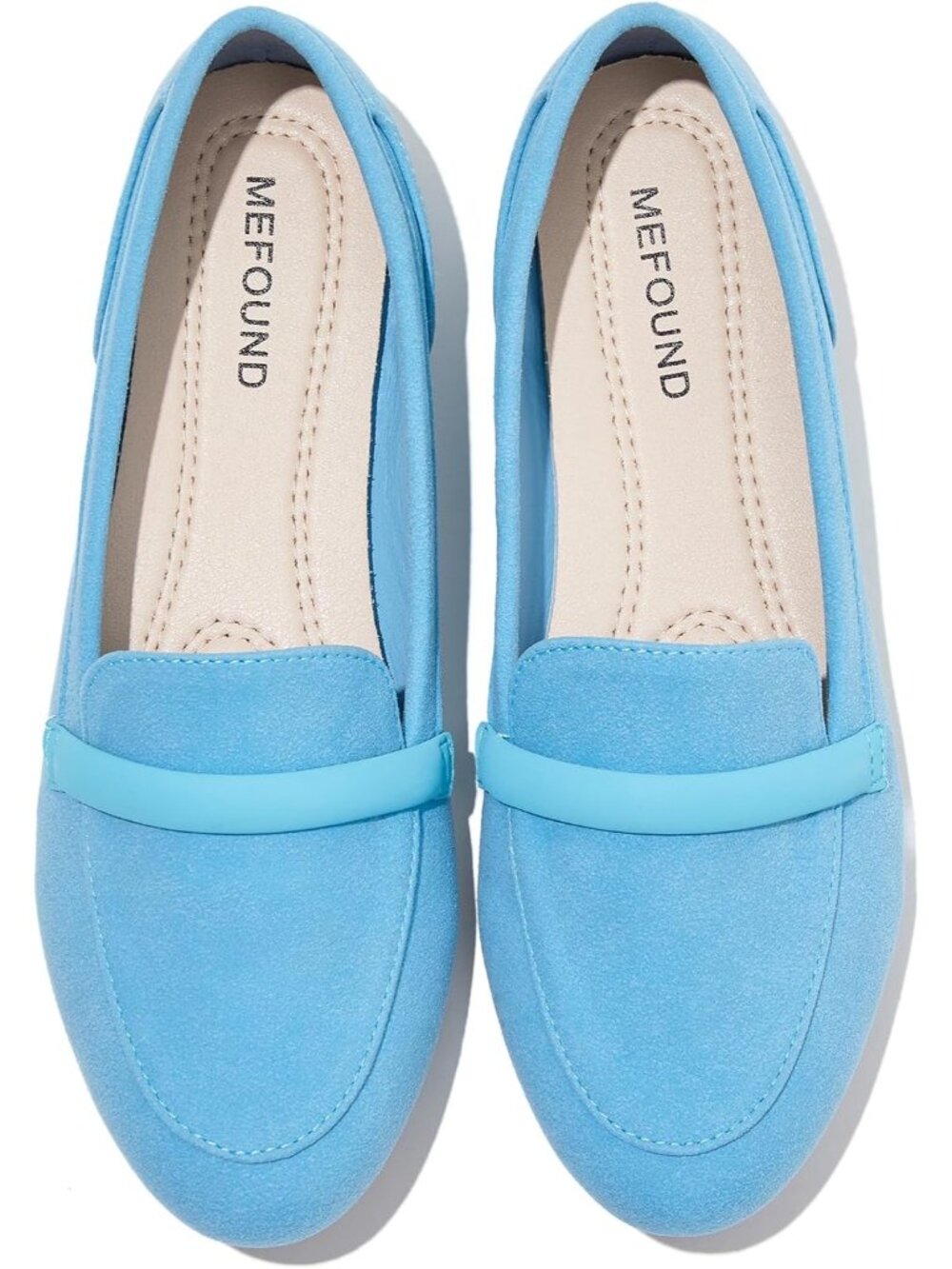 Women's Blue Comfortable Faux Leather Slip on Casual Loafer Ballet Flat Shoes